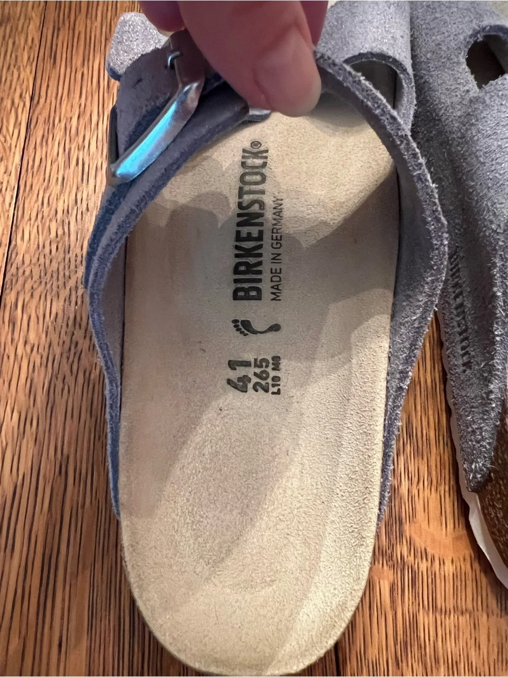 Birkenstock Two-Strap Suede Sandals in Purple Fog/ Shimmering Lilac